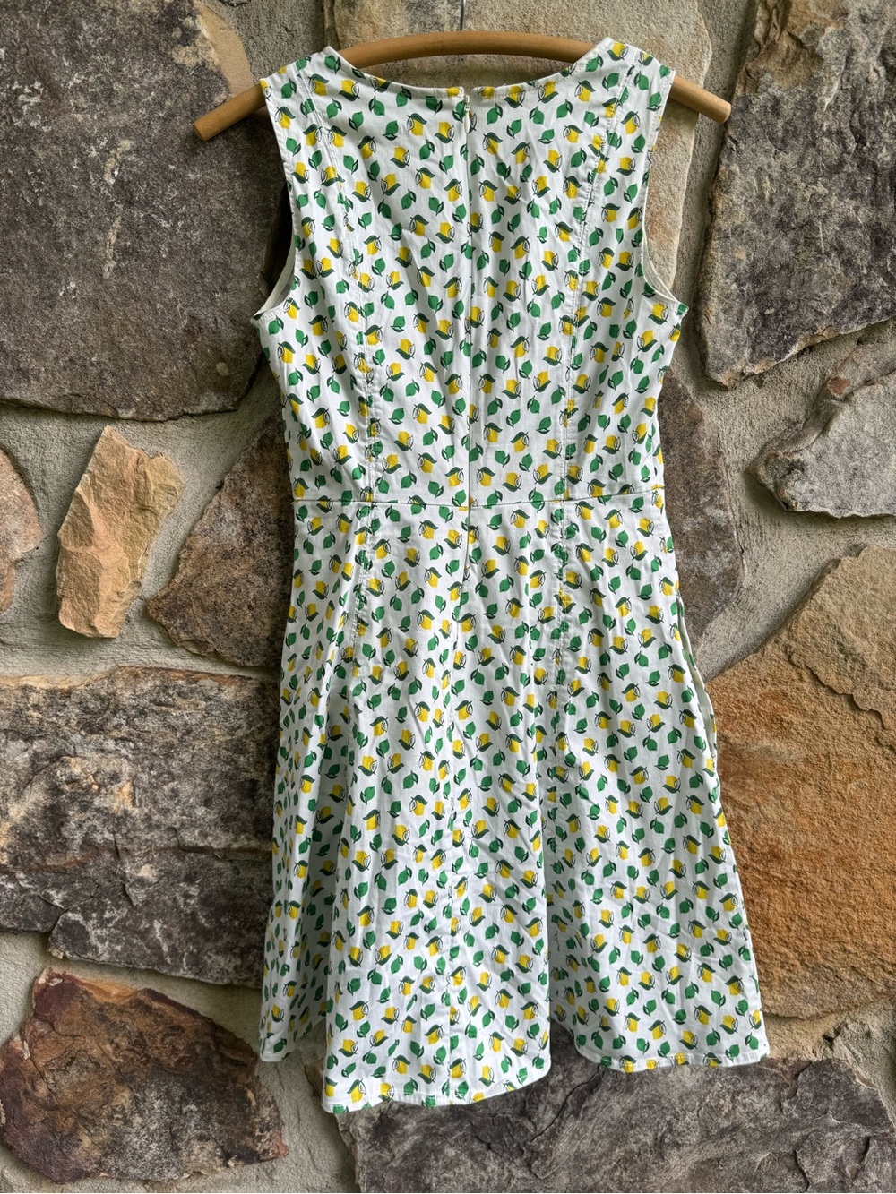 Boden Lemon Print A Line Sun Dress 4 Stretch Cotton Cottagecore Coastal Whimsy - Picture 2 of 14